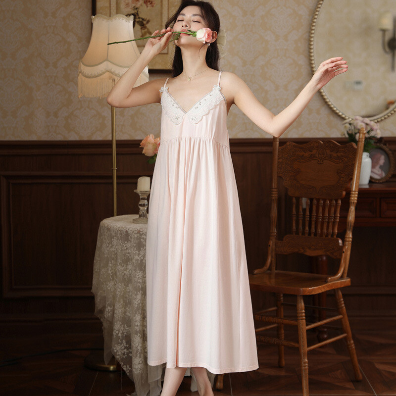 Prantsuse magusad pitsilised pikad pidžaamad, rinnakorv, puuvillased öösärgid, naiste õuesriided, koduteenindus, naiste magamisriided, öösärk