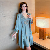 Pruudi pulmapesu V-kaelusega salongiriided pits 2 TK Rüü ülikond koos rihmaga öösärgiga Seksikas kimono hommikumantli kleit mini magamisriided