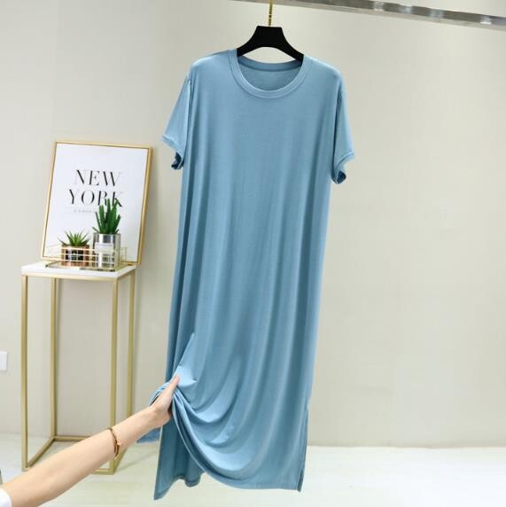 Liela izmēra sieviešu naktskrekls jauna pavasara vasaras garā kleita modāla kokvilnas naktsveļa naktskleita sieviešu brīvs nakts krekls camisola