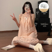 Vasaras naktskrekls bez piedurknēm Sieviešu pidžamas sieviešu naktsveļa Sieviešu pidžama mākonis kokvilnas guļamveļa korejiešu salda meitene mājas apģērba kleita