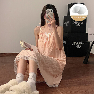 Vasaras naktskrekls bez piedurknēm Sieviešu pidžamas sieviešu naktsveļa Sieviešu pidžama mākonis kokvilnas guļamveļa korejiešu salda meitene mājas apģērba kleita