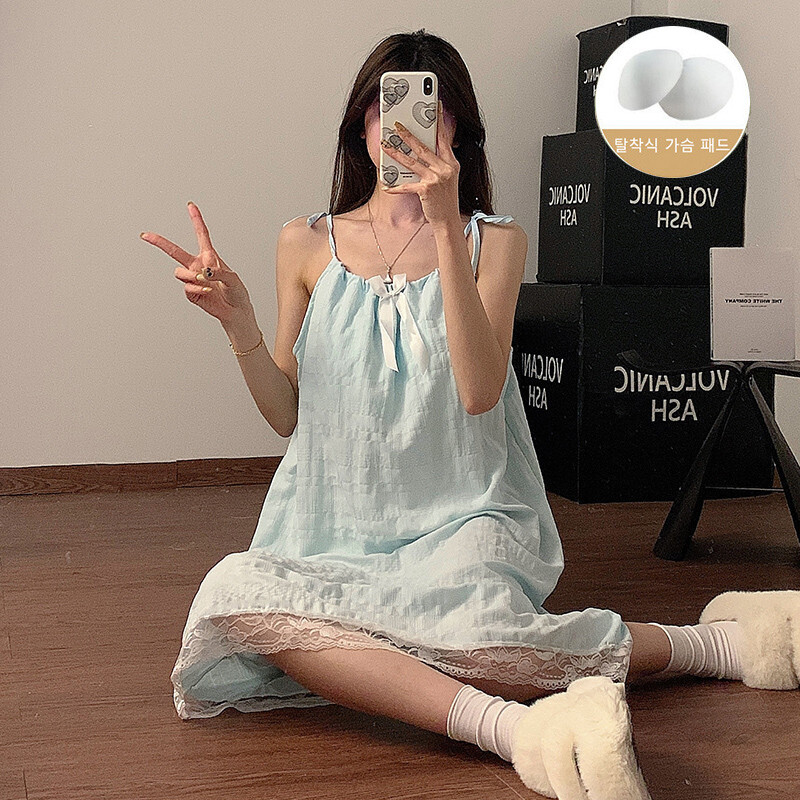 Rinnapadjaga naiste pidžaama suvine varrukateta öösärk Naiste pilv puuvillane magamisriided Korea magusad tüdrukute ööriided koduülikond