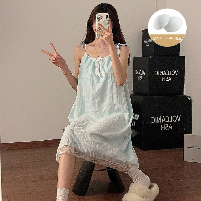 Rinnapadjaga naiste pidžaama suvine varrukateta öösärk Naiste pilv puuvillane magamisriided Korea magusad tüdrukute ööriided koduülikond