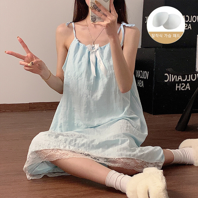 Rinnapadjaga naiste pidžaama suvine varrukateta öösärk Naiste pilv puuvillane magamisriided Korea magusad tüdrukute ööriided koduülikond