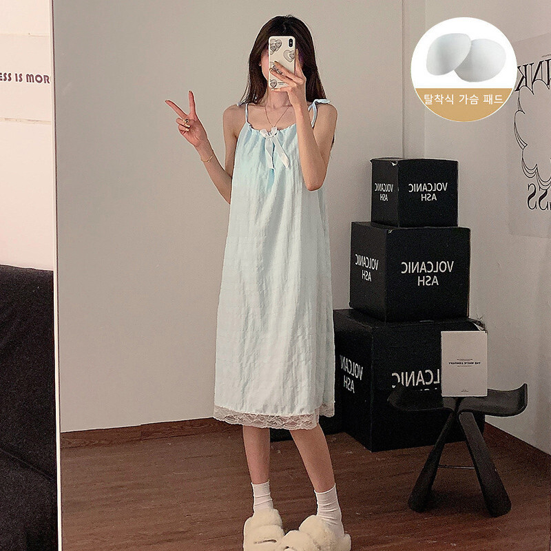 Rinnapadjaga naiste pidžaama suvine varrukateta öösärk Naiste pilv puuvillane magamisriided Korea magusad tüdrukute ööriided koduülikond