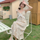 Suvi rinnakattega varrukateta öösärk naiste pidžaamad naiste pidžaama magusad ööriided tüdrukutele magamisriided Korea kodukleit