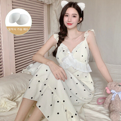 Suvi rinnakattega varrukateta öösärk naiste pidžaamad naiste pidžaama magusad ööriided tüdrukutele magamisriided Korea kodukleit