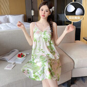 Karstas vasaras seksīga mežģīņu apakšveļa, zīda satīna apdruka, spageti siksnas naktskrekli sievietēm guļamveļa naktskleita naktskleita mājās naktskrekls