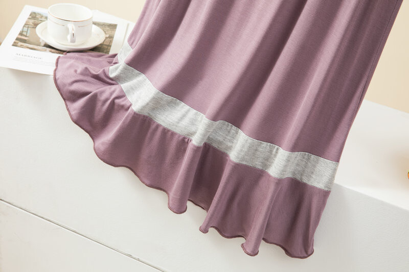 Brīvs liela izmēra modāls guļamveļa sievietēm, jauna kleita ar V kakla izgriezumu, īsām piedurknēm sieviešu naktskrekli, krāsaini lielizmēra naktskrekli