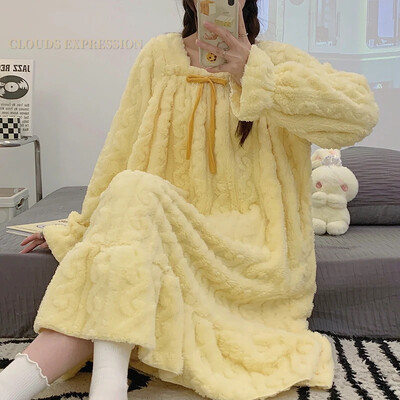 Ziemas 4XL silta samta plīša naktskleita Kawaii meitenēm guļamkleita sieviešu naktskrekli naktskrekli dāmu guļamkrekli mājas svārki
