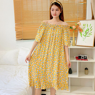 INS brīva kokvilnas naktskleita sieviešu naktskrekli ar īsām piedurknēm apdrukāti naktskrekli sievietēm vasaras guļamveļa, gara naktskleita