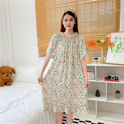 INS brīva kokvilnas naktskleita sieviešu naktskrekli ar īsām piedurknēm apdrukāti naktskrekli sievietēm vasaras guļamveļa, gara naktskleita