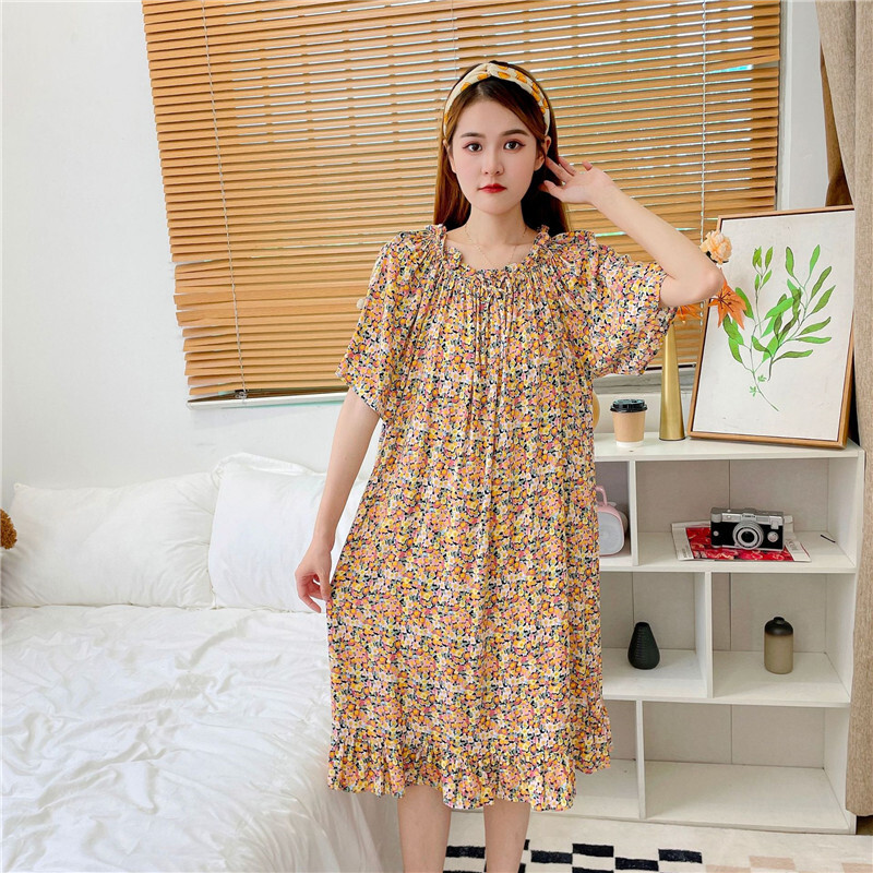 INS brīva kokvilnas naktskleita sieviešu naktskrekli ar īsām piedurknēm apdrukāti naktskrekli sievietēm vasaras guļamveļa, gara naktskleita