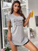 Sieviešu naktskrekli Seksīgi guļamkrekli ar V kakla izgriezumu, īsām piedurknēm guļamveļa, mežģīņu apdare, nakts krekli Naktsveļa mājas apģērbs naktskreklu uzvalks