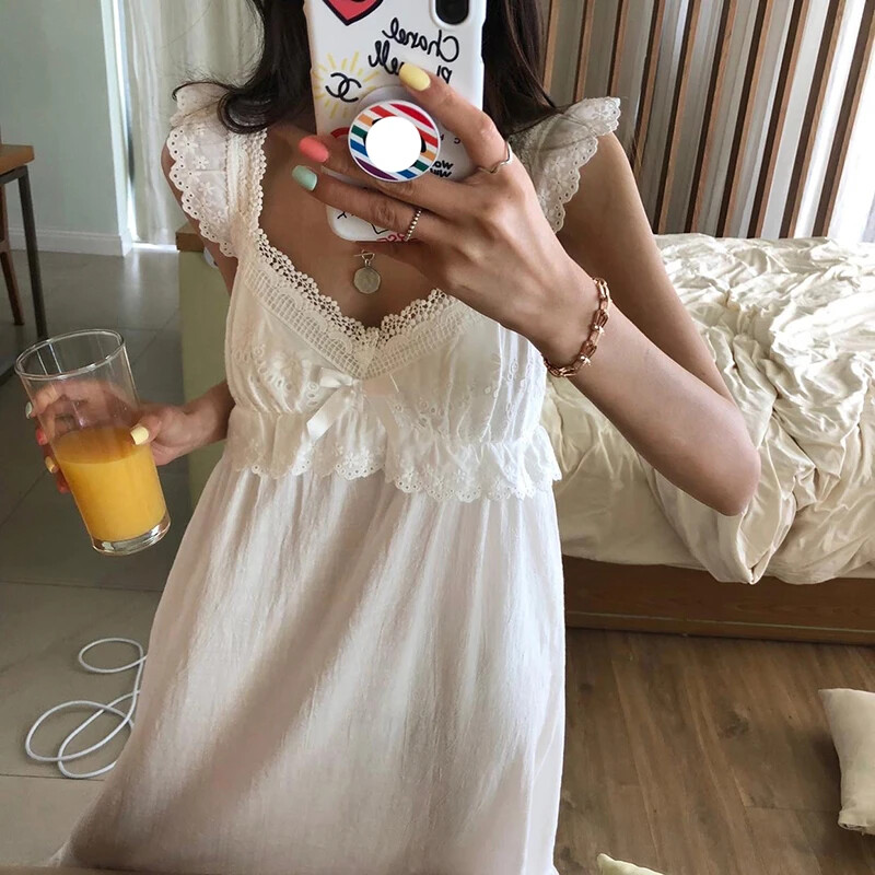 Suvine naiste printsesskleit valge varrukateta magamissärgid vanad daamid tüdrukute öösärgid öösärgid kuninglikus stiilis pidžaamad magamisriided