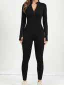 Sieviešu rombiņas ar rievotu garām piedurknēm ar rāvējslēdzēju priekšpusē, izstieptas vēdera kontroles jogas treniņu siksniņas