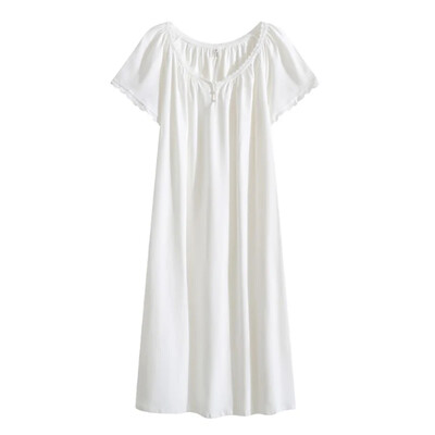 Baltas sievietes vasaras īsām piedurknēm volāni Romantisks Viktorijas laika naktskrekls Kokvilnas vintage princeses mežģīnes brīvi pasaku naktskrekli