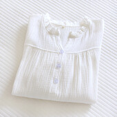 Seksīgs guļamveļa sieviešu kokvilnas naktskleita ar V veida kakla izgriezumu garām piedurknēm naktskrekli, 2023. gada pavasara vasara, jauns naktskrekls