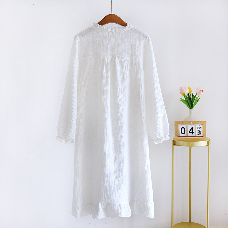 Seksīgs guļamveļa sieviešu kokvilnas naktskleita ar V veida kakla izgriezumu garām piedurknēm naktskrekli, 2023. gada pavasara vasara, jauns naktskrekls