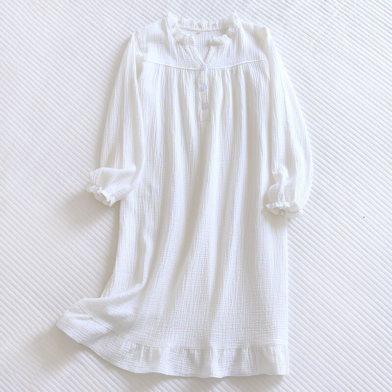 Seksīgs guļamveļa sieviešu kokvilnas naktskleita ar V veida kakla izgriezumu garām piedurknēm naktskrekli, 2023. gada pavasara vasara, jauns naktskrekls