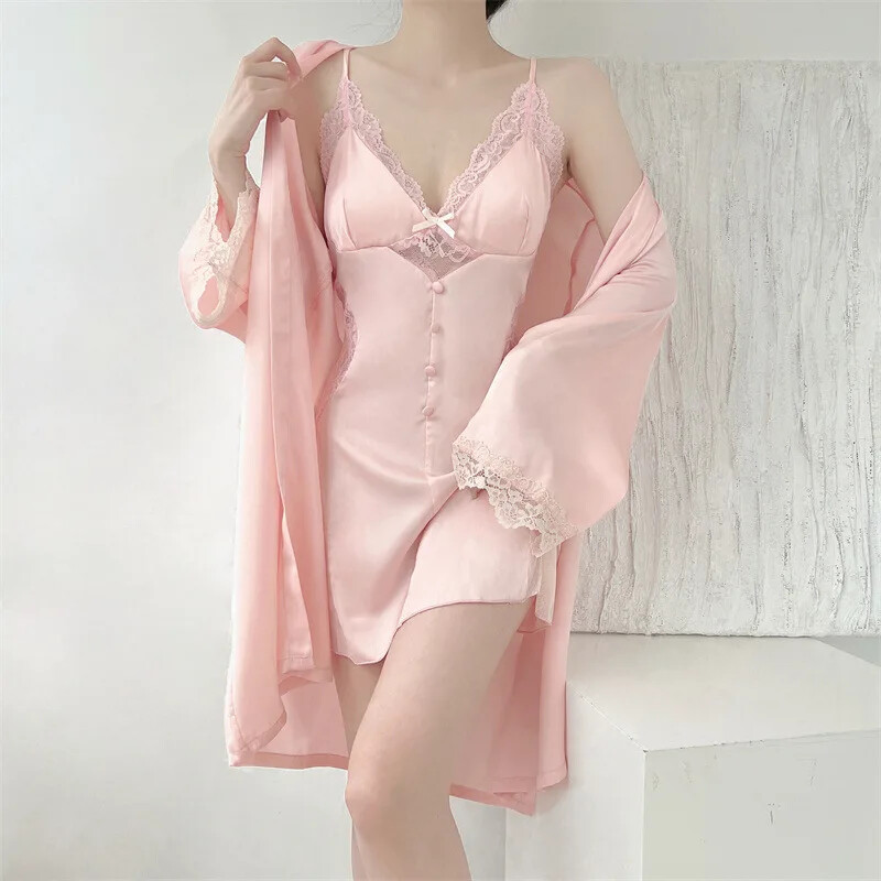 Naujas rožinis seksualus apatinis apatinis trikotažas naktiniai marškiniai, vasariniai viskozės V formos iškirptė miegui aukščiausios klasės feelsuit apatiniai naktinė suknelė