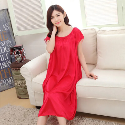 Seksualūs vasariniai didelio dydžio viskozės naktiniai moteriški trumpomis rankovėmis Naminė miego suknelė Vidutinio ilgio miegui skirta didmeninė prekyba pagal užsakymą