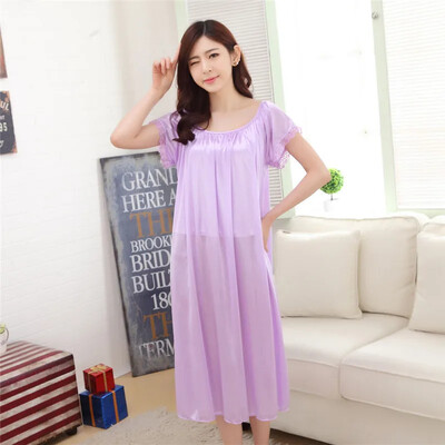 Seksualūs vasariniai didelio dydžio viskozės naktiniai moteriški trumpomis rankovėmis Naminė miego suknelė Vidutinio ilgio miegui skirta didmeninė prekyba pagal užsakymą