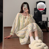 Sieviešu naktskrekls Pavasara Sieviešu mākonis Kokvilnas naktskrekls Sieviešu Pidžama Pidžama Korejas mājas uzvalks