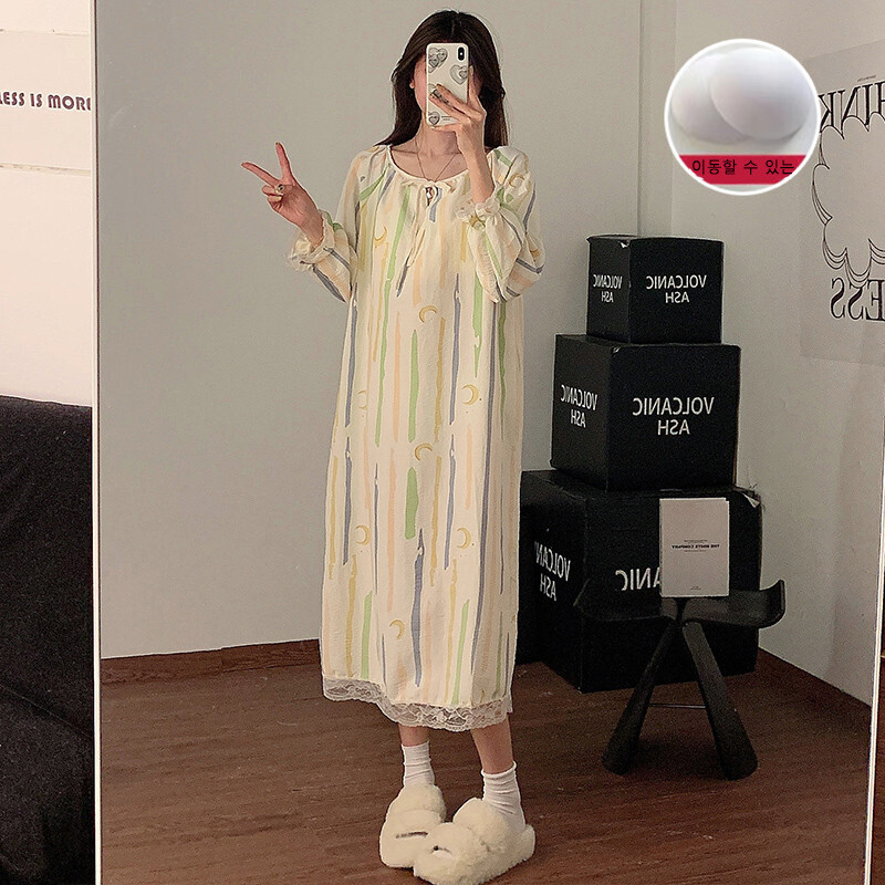 Sieviešu naktskrekls Pavasara Sieviešu mākonis Kokvilnas naktskrekls Sieviešu Pidžama Pidžama Korejas mājas uzvalks