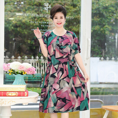 XL-5XL Liela izmēra sieviešu naktskrekli ar brīvu apdruku ar īsām piedurknēm naktsveļa nakts krekls mātei mājās valkāt kleitas 110 kg cilvēkiem