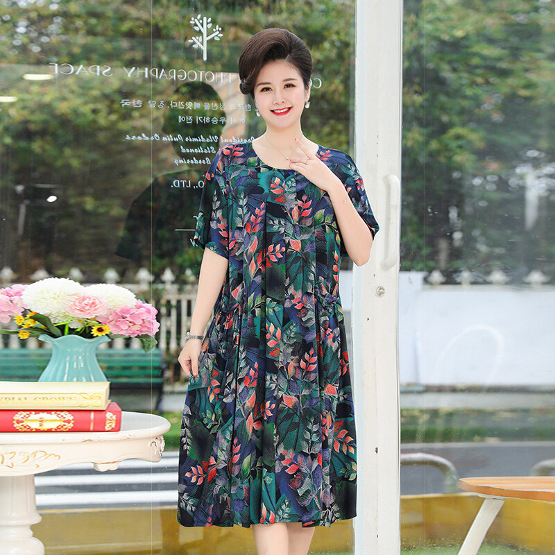 XL-5XL Liela izmēra sieviešu naktskrekli ar brīvu apdruku ar īsām piedurknēm naktsveļa nakts krekls mātei mājās valkāt kleitas 110 kg cilvēkiem