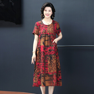 Suvised ema öösärgid Uus Pluss Suurus Keskealised Eakad Naised Lühikeste varrukatega Öösärk Puuvillane Pikk Kleit Koduriided 6XL