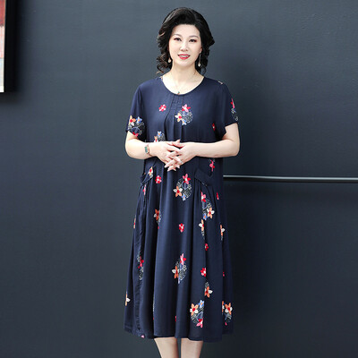 Suvised ema öösärgid Uus Pluss Suurus Keskealised Eakad Naised Lühikeste varrukatega Öösärk Puuvillane Pikk Kleit Koduriided 6XL