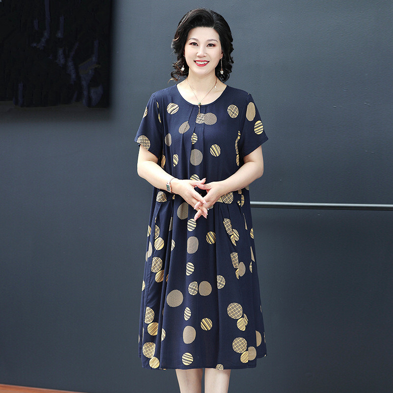 Suvised ema öösärgid Uus Pluss Suurus Keskealised Eakad Naised Lühikeste varrukatega Öösärk Puuvillane Pikk Kleit Koduriided 6XL