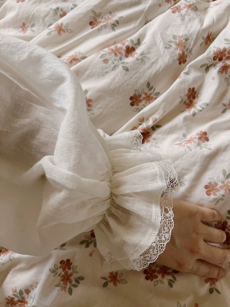 Νυχτικά Γυναικείες Leisure Μασίφ γλυκές πιτζάμες 4XL Πριγκίπισσα με δαντέλα Διακοσμητικό μανίκι φαναράκι Χαριτωμένο υπνοδαπό Υπέροχο μαλακό σπίτι