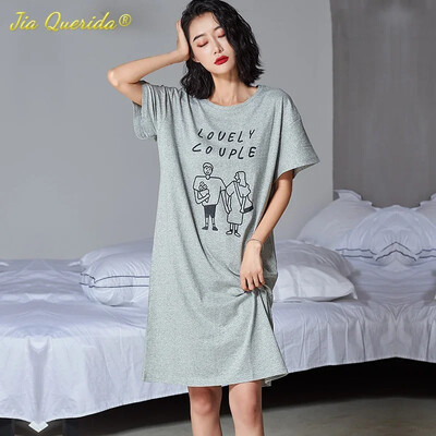 SUKAE 100% kokvilnas panku stila guļamkleita mājas apģērbs vasaras īsām piedurknēm naktskrekls, garš guļamkrekls, brīvs, elegants naktsveļa