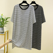 Jauna vasaras modāla nakts kleita Sieviešu naktskrekli Big Yards guļamkrekli Īsām piedurknēm naktskrekls Svītraina Sieviešu guļamveļa naktskleita