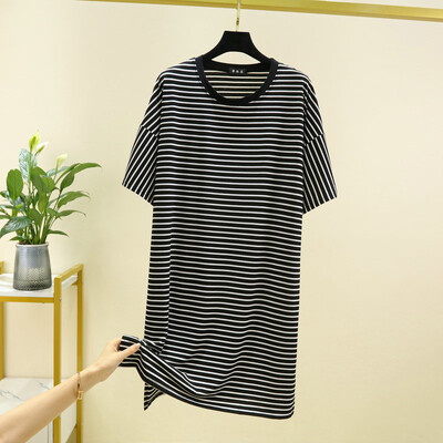 Jauna vasaras modāla nakts kleita Sieviešu naktskrekli Big Yards guļamkrekli Īsām piedurknēm naktskrekls Svītraina Sieviešu guļamveļa naktskleita