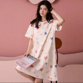 Vasarinė medvilnė miegui skirta suknelė moterims Saldūs namų drabužiai Vidutinio ilgio medvilniniai naktiniai marškinėliai Vasariniai ploni naktiniai marškinėliai