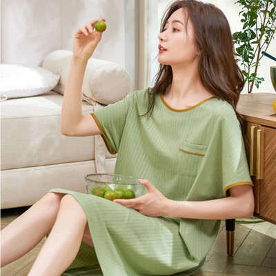 Vasarinė medvilnė miegui skirta suknelė moterims Saldūs namų drabužiai Vidutinio ilgio medvilniniai naktiniai marškinėliai Vasariniai ploni naktiniai marškinėliai