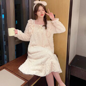 Rudens/ziemas sieviešu jauka, salda princeses stila kvadrātveida apkakle naktskrekls/guļamkrekls, garš plīša