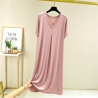 Mugavusmodal suvised naiste öösärgid magamisriided lühikeste varrukatega V-kaelusega pikk kleit, põhjuslik öösärk öösärk