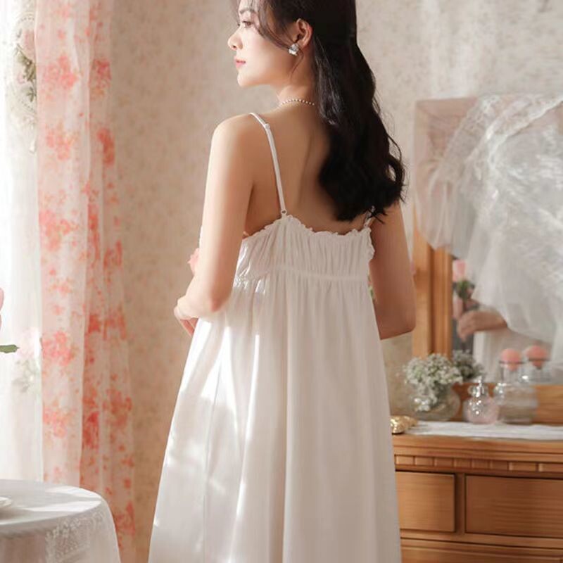 Sieviešu vasaras mežģīņu spagetti siksniņu pidžamas Sieviešu ledus zīda vienkrāsains mājas kleita ar polsterējumu Seksīgi naktskrekli Plus lielizmēra M-3XL