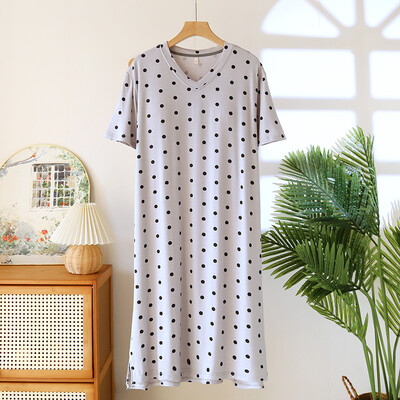 Jauna modāla pidžamas kleita sieviešu naktskrekls naktskrekls ar īsām piedurknēm mājas valkāšanai vasaras brīvs ar krūtīm, nakts apģērbs sievietēm