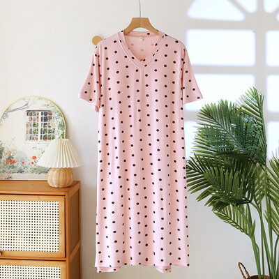 Jauna modāla pidžamas kleita sieviešu naktskrekls naktskrekls ar īsām piedurknēm mājas valkāšanai vasaras brīvs ar krūtīm, nakts apģērbs sievietēm