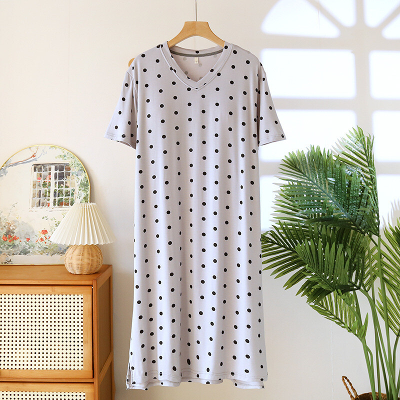Jauna modāla pidžamas kleita sieviešu naktskrekls naktskrekls ar īsām piedurknēm mājas valkāšanai vasaras brīvs ar krūtīm, nakts apģērbs sievietēm