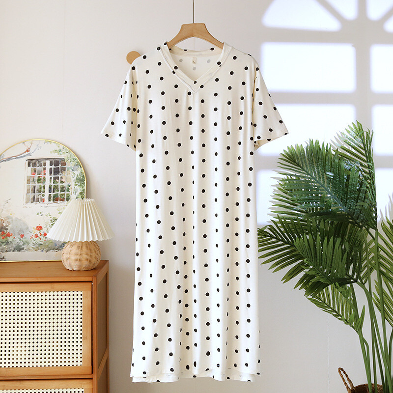 Jauna modāla pidžamas kleita sieviešu naktskrekls naktskrekls ar īsām piedurknēm mājas valkāšanai vasaras brīvs ar krūtīm, nakts apģērbs sievietēm