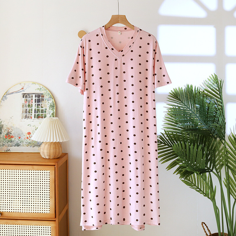 Jauna modāla pidžamas kleita sieviešu naktskrekls naktskrekls ar īsām piedurknēm mājas valkāšanai vasaras brīvs ar krūtīm, nakts apģērbs sievietēm