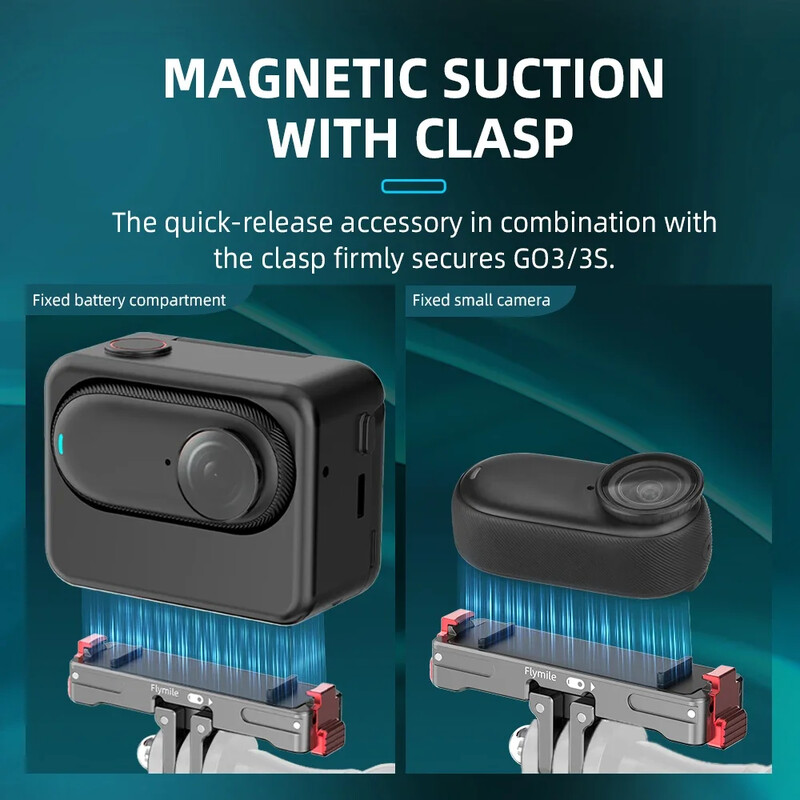 „Flymile“ magnetinio greito atlaisvinimo adapterio tvirtinimo laikikliai, skirti „Insta360 Go 3S/3“, nuimami pagrindo apsauginiai laikikliai veiksmo kameros priedas