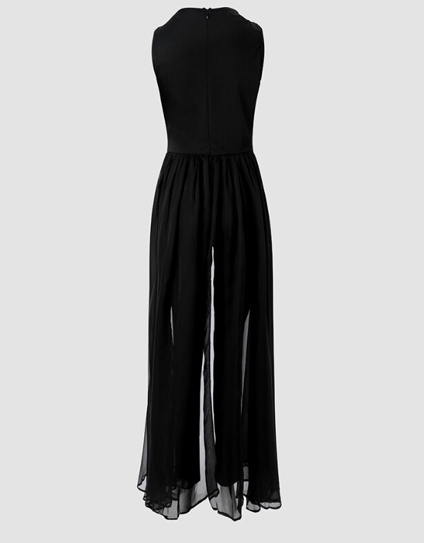 Κομψή ολόσωμη φόρμα για γυναικεία πάρτι Καλοκαιρινό καθημερινό στρας, διαφανές διχτυωτό, αμάνικο φόρεμα Skinny outfits Fashion γυναικείο κοστούμι